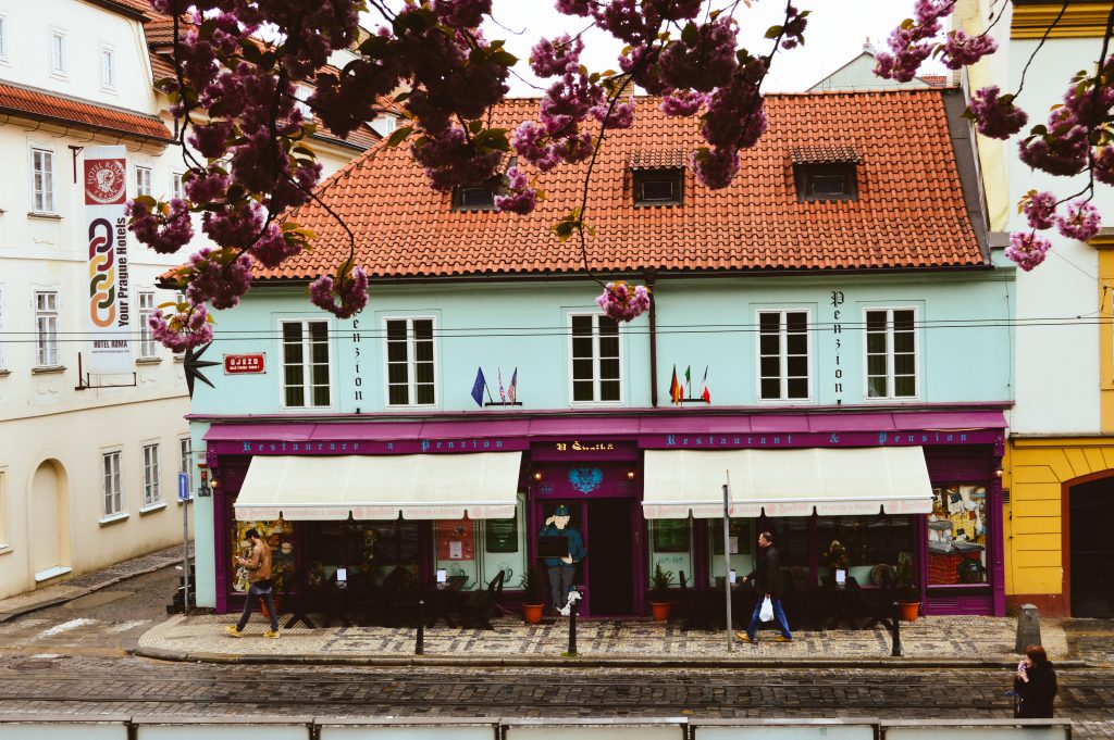 Lovely, colourful Prague cafe